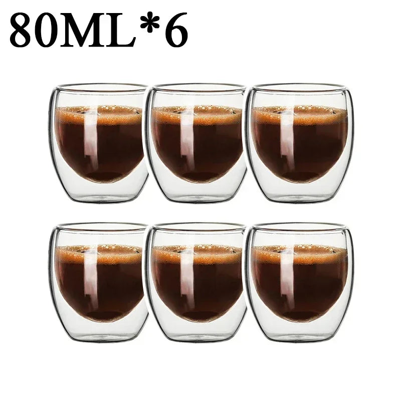 Danoz CoffeeSmart – Sip in Style! Double Wall High Borosilicate Glass Mugs – Heat Resistant, Eco-Friendly & Perfect for Coffee, Tea, Juice & More – Sets of 4 to 18! ☕🥂✨