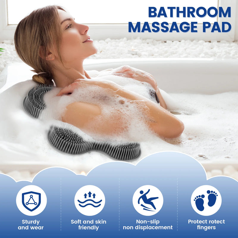 🚿 Danoz BathroomSmart | Silicone Wall-Mounted Shower Foot & Back Scrubber | Non-Slip Suction Cup | Soft Bristles | Massage Mat