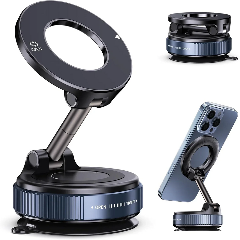 📱 Danoz PhoneSmart | Upgraded 360° Vacuum Magnetic Phone Holder | Car, Gym, Mirror & More | Hands-Free Suction Mount | Works with Any Smooth Surface | Black ✨🚗