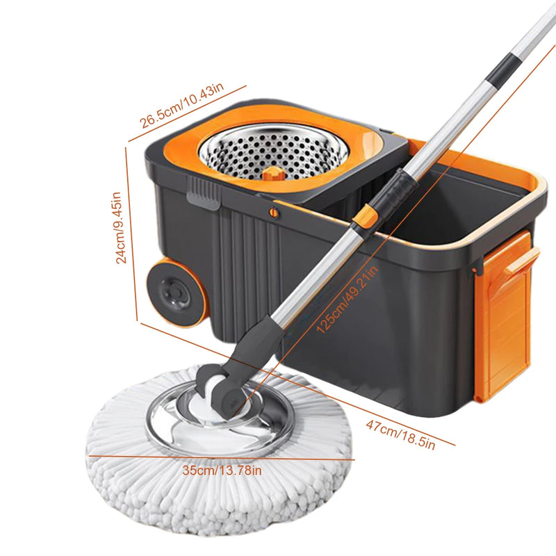 Danoz CleanSmart Spin Mop & Bucket Set 🧹 | 360° Rotating | 6 x free Mop Head Refills | Extended Handle | Hand-Free Wringing