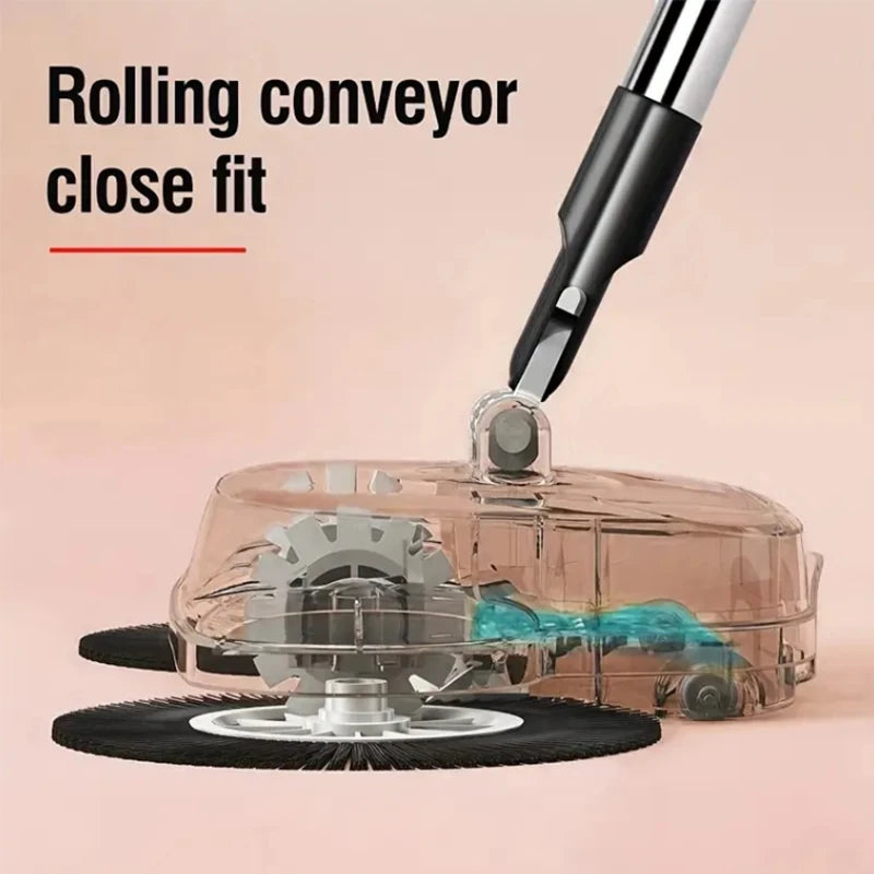 Danoz Cleaning - Hand Push Sweeper Stainless Steel Push Sweeping Mop Drop Pusher Chick Handle Household Cleaning Tools Floor