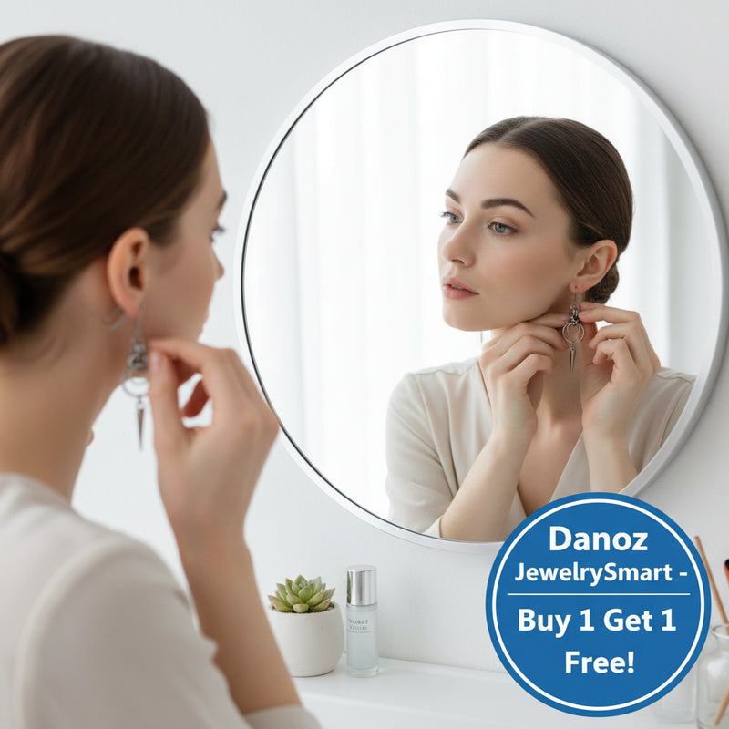 Danoz JewelerySmart - Stainless Steel Gothic Chainmail Double O Ring Spike Earrings | Huggie Hoops | Silver Hoops - Buy 1 Get 1 Free!