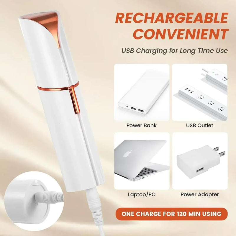 Danoz Beauty - Women's Hair Remover, Waterproof Shaver with LED Light, Suitable for Face, Bikini Area, Lips, Chin, and Upper Lip Fine Hair. USB