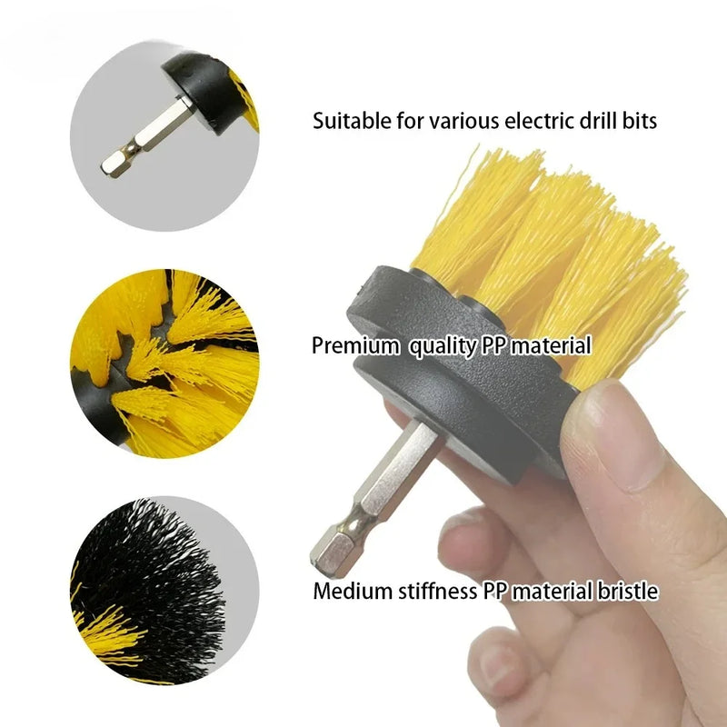 Danoz CleanSmart Electric Drill Cleaning Brush Set 🧹 | High-Density Nylon Bristles | Carpet, Glass, Tyres, Bathroom & More | 3-Piece or 7-Piece Kit | Drill Attachment!