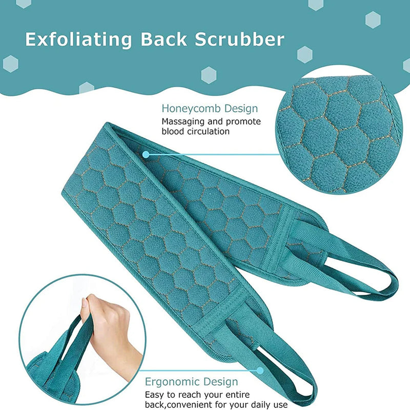 Danoz ShowerSmart - 3Pc. Exfoliating Body Scrubber Set - Includes Back Scrubber, Bath Glove And Shower Bath Sponge Loofah - Buy 1 Get 1 More!