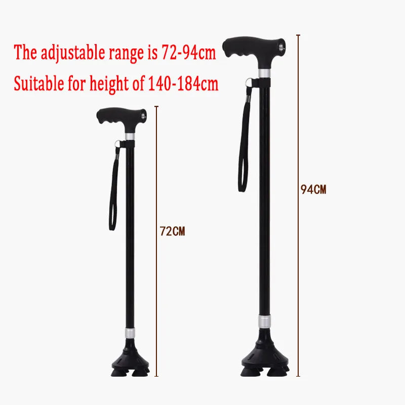 🦴 Danoz AidSmart | Multifunctional LED Walking Cane & Stick | Retractable Aluminium Alloy | 10-Step Adjustable Height | Non-Slip | Anti-Drop Wrist Strap | Perfect Gift for Seniors ❤️✨