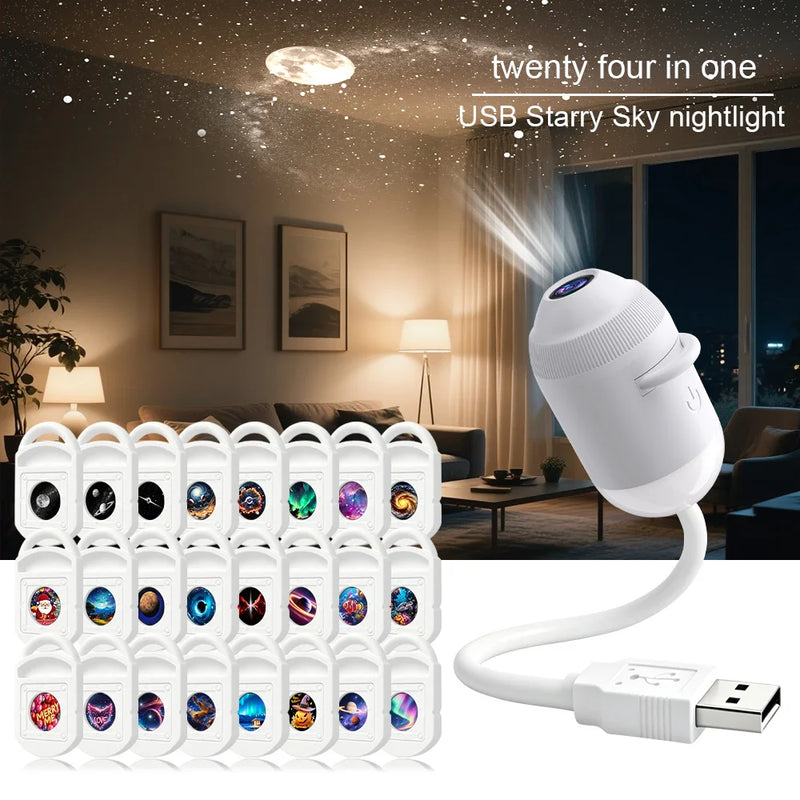 ✨ Danoz LightSmart | USB Starry Sky Galaxy Projector | Car & Home Atmosphere Light | Bedroom Night Light | Romantic Ambient Lamp | 3–24 Star Slices