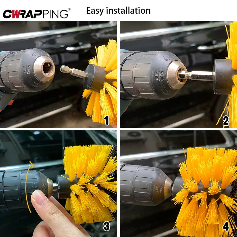 Danoz CleanSmart Electric Drill Cleaning Brush Set 🧹 | High-Density Nylon Bristles | Carpet, Glass, Tyres, Bathroom & More | 3-Piece or 7-Piece Kit | Drill Attachment!