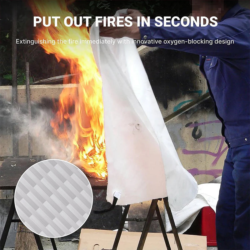 Danoz SafetySmart - 4Pcs Fire Blanket Reusable Fiberglass Fire Emergency Blanket Fire Shelter Safety Cover for Kitchen Car Camping Grilling Office
