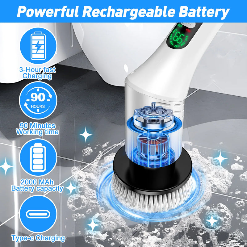 🧽 Danoz CleanSmart | TINSOL 9-in-1 Multi-Function Electric Cleaning Brush | Cordless Rotary | Handheld Retractable | Digital Cleaner | Free Shipping!