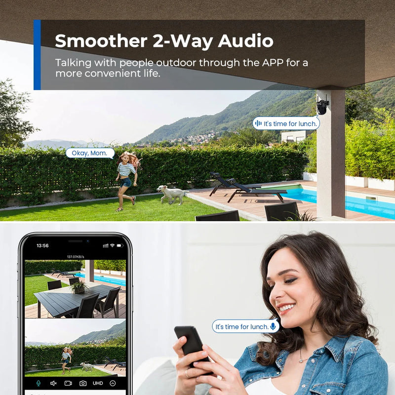 Danoz Security🔒 8MP 4K PTZ Wifi Camera! Featuring dual lenses, AI human detection, and auto Tracking