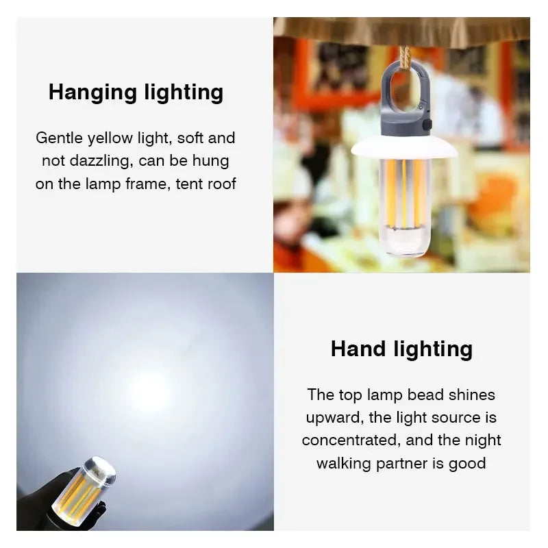 Danoz Lights - Rechargeable LED Portable Light Super Bright Flashlight Camping Light Work Light 5 Lighting Modes Waterproof Outdoor Light
