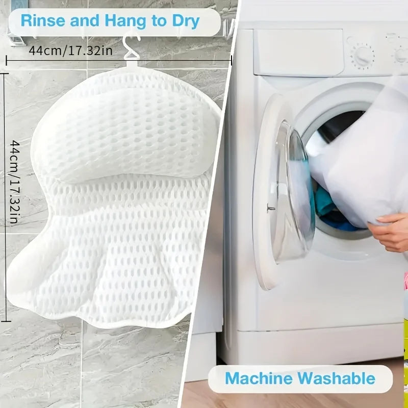 🛁 Danoz BathroomSmart | Luxury Bath Pillow | 3D Air Mesh | Secure Suction Cups | Neck & Back Support | Hypoallergenic | Machine Washable | White & Dark Grey ✨