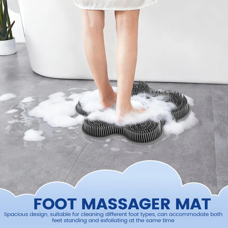 🚿 Danoz BathroomSmart | Silicone Wall-Mounted Shower Foot & Back Scrubber | Non-Slip Suction Cup | Soft Bristles | Massage Mat