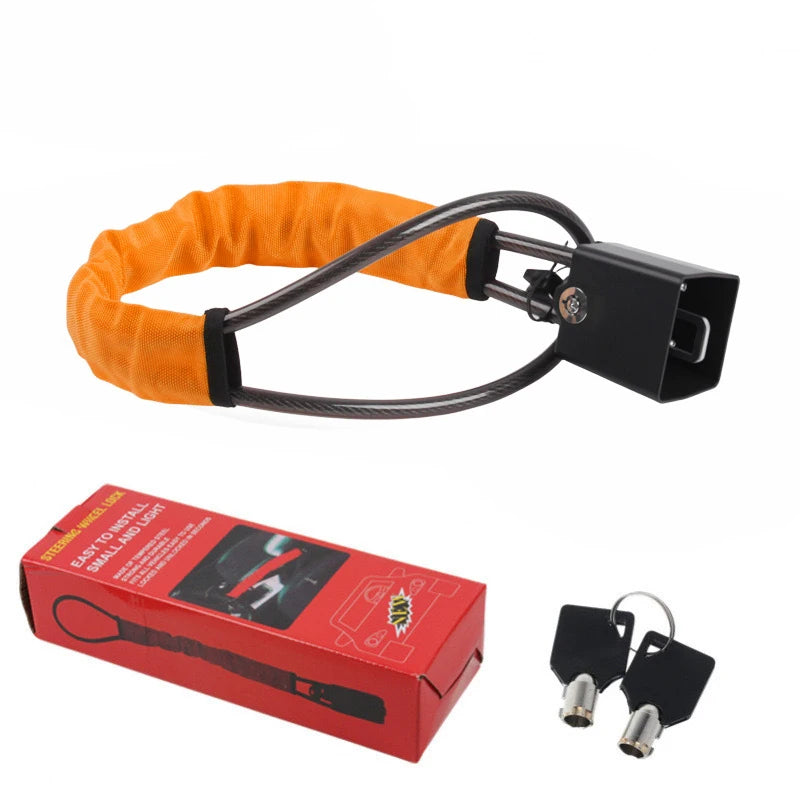 🔒 Danoz CarSmart | TopLock Steering Wheel Lock | Anti-Theft Steel Cable | Universal Fit | Square & Circular Key Styles | 8 Colours