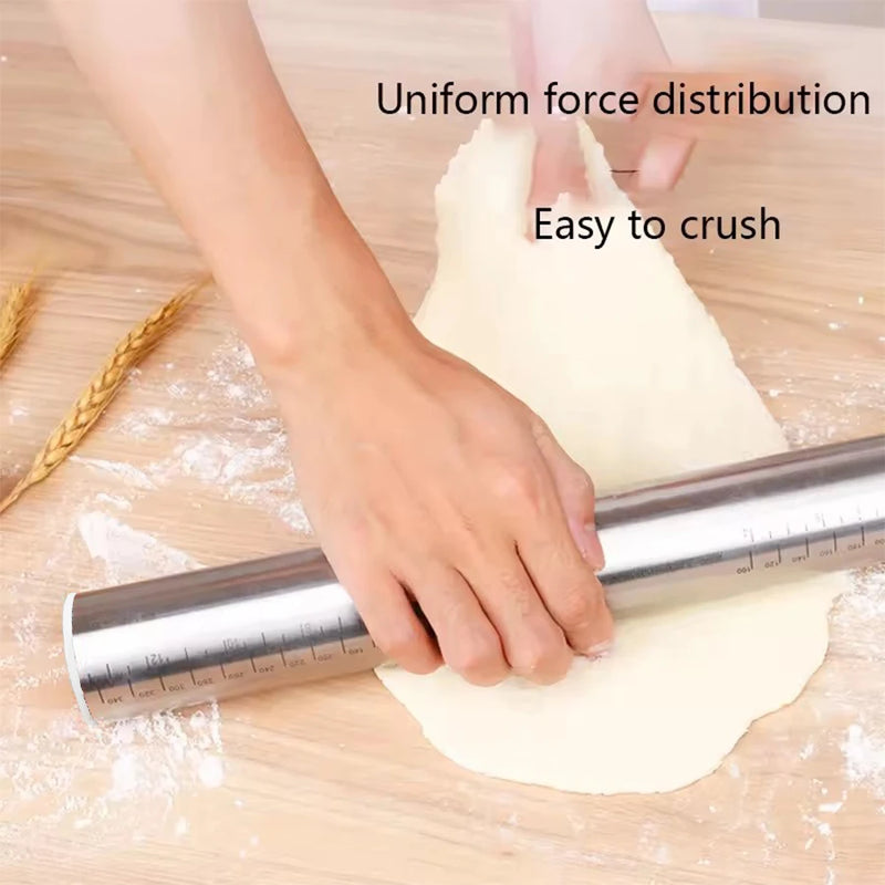 🍕 Danoz KitchenSmart | Adjustable Stainless Steel Rolling Pin | 4 Removable Thickness Rings | 43cm | Dough, Pizza, Fondant & Pastry | CE Certified ✨