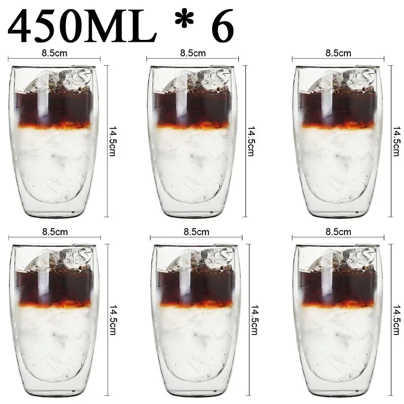 Danoz CoffeeSmart – Sip in Style! Double Wall High Borosilicate Glass Mugs – Heat Resistant, Eco-Friendly & Perfect for Coffee, Tea, Juice & More – Sets of 4 to 18! ☕🥂✨