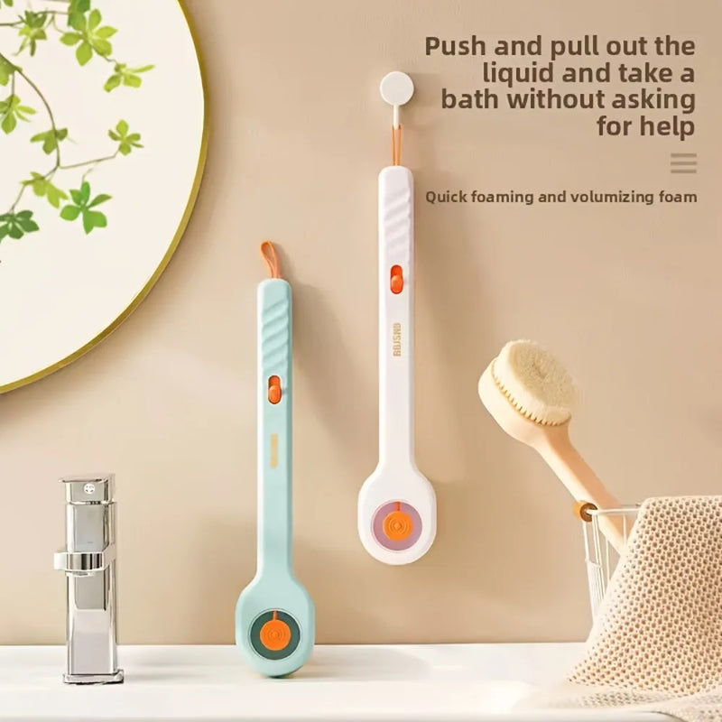 🚿 Danoz ShowerSmart | Liquid-Filled Long Handle Bath Brush | Soft Bristles | Back Scrubber | All Skin Types | Yellow / Blue / White | Buy 1 Get 1!