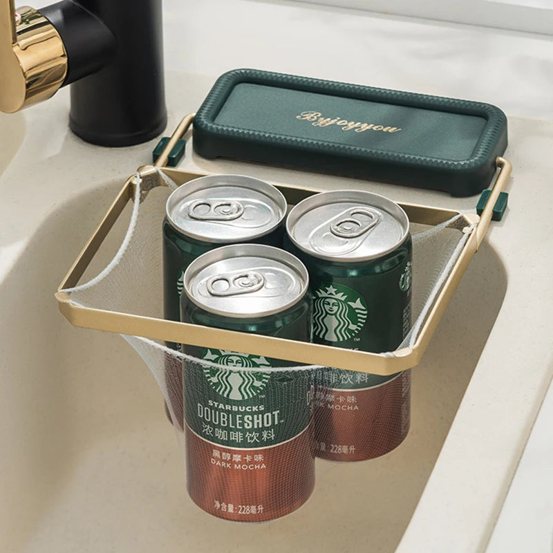 Danoz Kitchen - Triangular Sink Filter Strainer Drainer Mesh Bag Basket Vegetable Fruit Drain Suction Cup Rack Hanging Garbage Shelf for Kitchen