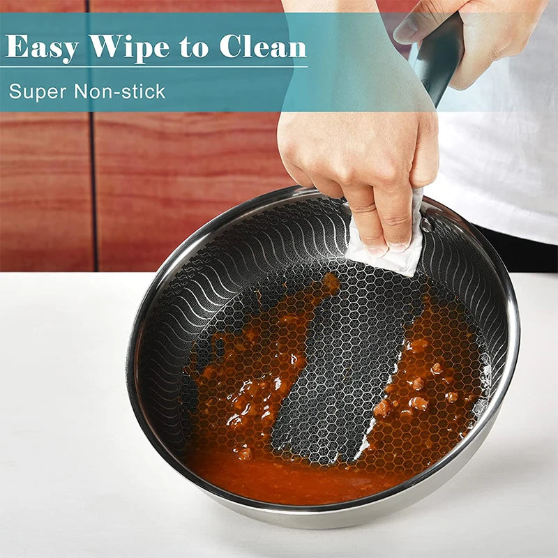 🍳 Danoz CookSmart | Honeycomb Non-Stick Frying Pan 28cm | Stainless Steel | Glass Lid | Gas & Induction Compatible | 3-Year Warranty