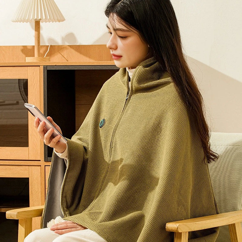 Danoz WinterSmart - Wearable USB Electric Heated Blanket 3 Heated Level Throw Blanket with 5000mAh Power Bank Heating Blanket Shawl For Home Office