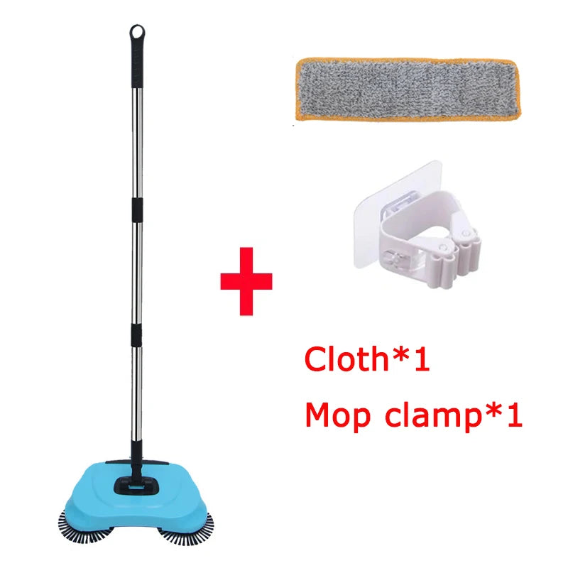 Danoz Cleaning - Hand Push Sweeper Stainless Steel Push Sweeping Mop Drop Pusher Chick Handle Household Cleaning Tools Floor