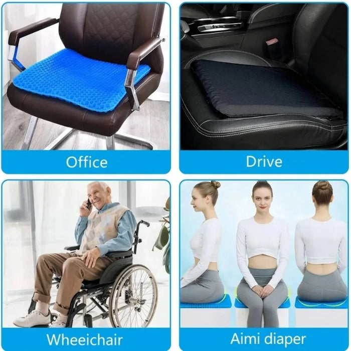 Danoz Smart - Gel Seat Cushion Breathable Honeycomb Design For Pressure Relief Back Tailbone Pain Home Office Chair Cars Wheelchair