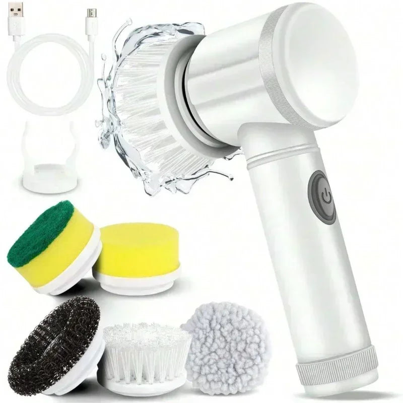 Danoz Cleaning - Electric Spin Scrubber,Bathroom Cleaning Brush Power Scrubber with 5 Replaceable Brush Heads - Incl. Delivery