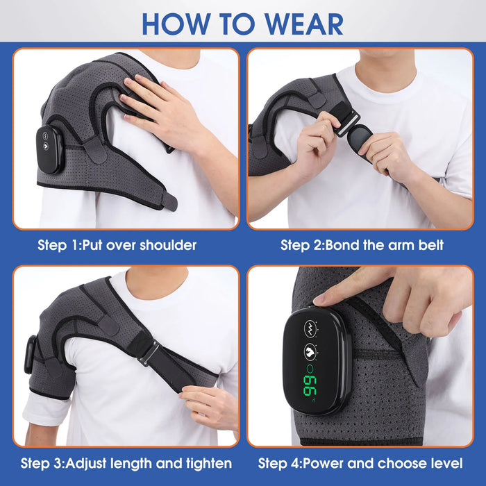 Danoz Health 🧑‍⚕️ Electric Heating Shoulder Massager Vibration Massage Shoulder Brace Support Belt Arthritis Pain Relief Physiotherapy Belt