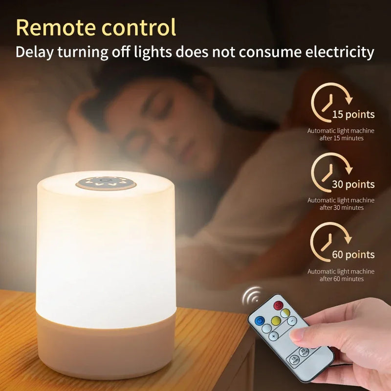 Danoz Lights - Rechargeable Led Night Light with Remote Control Timing Dimmable Table Lamp Baby Nursery Bedside Sleeping Reading Touch Switch - Buy 1 Get 1 Free
