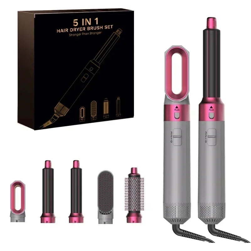 Danoz HairSmart - 5 In 1 Hair Dryer And Styler Kit With Professional Hot Air Brush Curling Iron Hair Straightener For Curling And Straightening