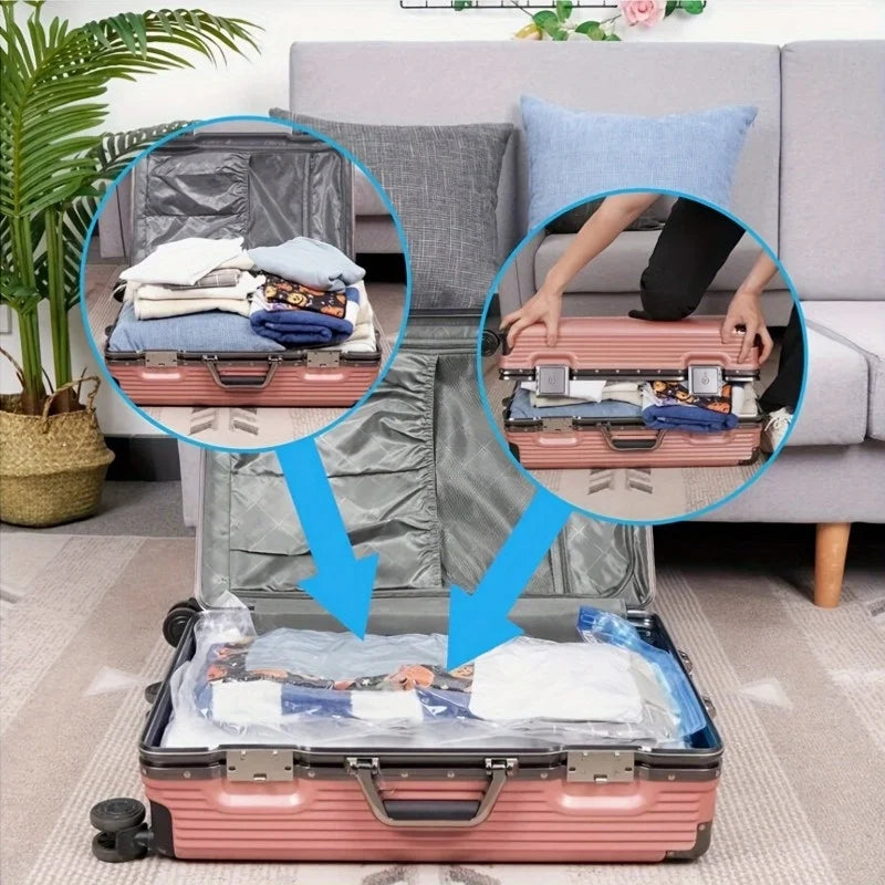 Danoz StoreSmart – Squish, Store & Save Space! 6-Piece Vacuum Compression Storage Bag Set with Hand Pump – Perfect for Clothes, Bedding, Quilts & Travel 🧳✨🏠