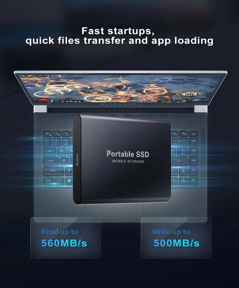 Danoz DeviceSmart - High-Speed External Hard Disk, 2TB 4TB Solid State Drive 1TB Hard Drive USB3.2/Type-C Mass Capacity Portable SSD for Laptop/PC