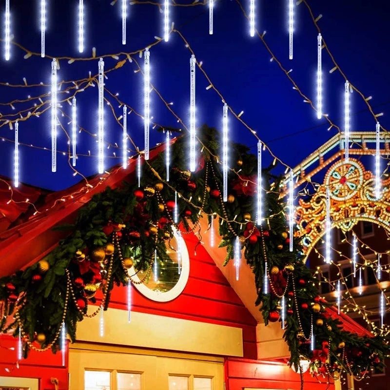 Danoz Lights -Solar Meteor Shower Rain String Lights Waterproof Garden Light 8 Tubes Christmas Tree Holiday Party Wedding Holiday Decoration