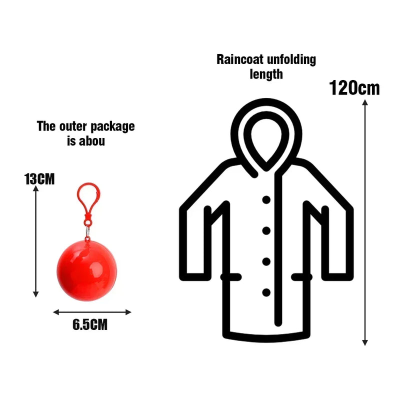 ☔ Danoz RainSmart | Mini Portable Raincoat Ball | Disposable Emergency Rain Poncho | Keyring Clip | Compact Waterproof Cape for Hiking, Camping & Travel | 5 or 10 Pack