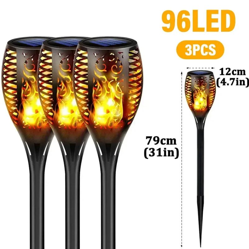 🔥 Danoz LightSmart | Solar Flickering Flame Torch Garden Light | 12 / 33 / 96 LED | IP65 Waterproof | Auto Dusk-to-Dawn | 2-4 Pack