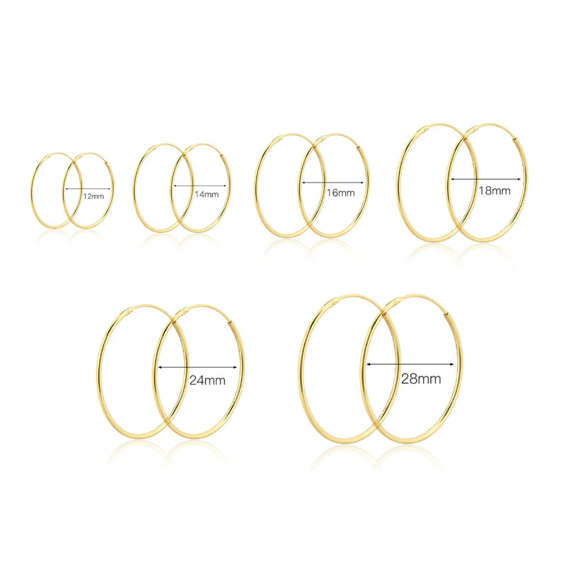 Danoz JewelrySmart - ANDYWEN 925 Sterling Silver Gold Slim Hoops 14mm 24mm 28mm Thin Circle Wedding Rock Punk Wedding Fashion Jewelry Tiny Gift
