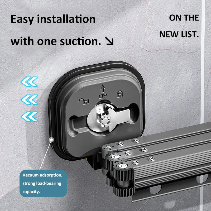 Maximize your laundry space effortlessly with Danoz Direct wall-mounted drying rack. Featuring Super strong suction cup