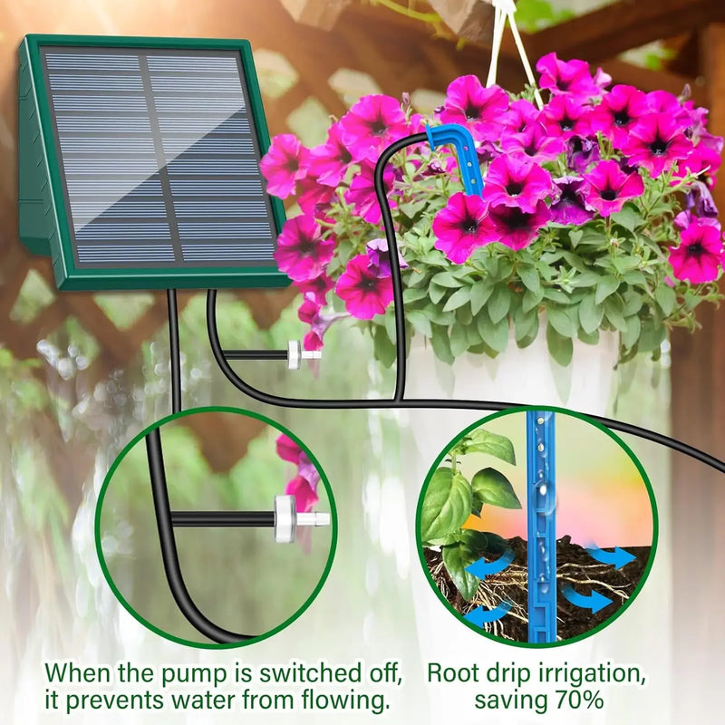 🌱 Danoz GardenSmart | Solar Automatic Drip Irrigation System | 10-Plant Watering Kit | 30-Day Battery | Garden, Balcony & Greenhouse