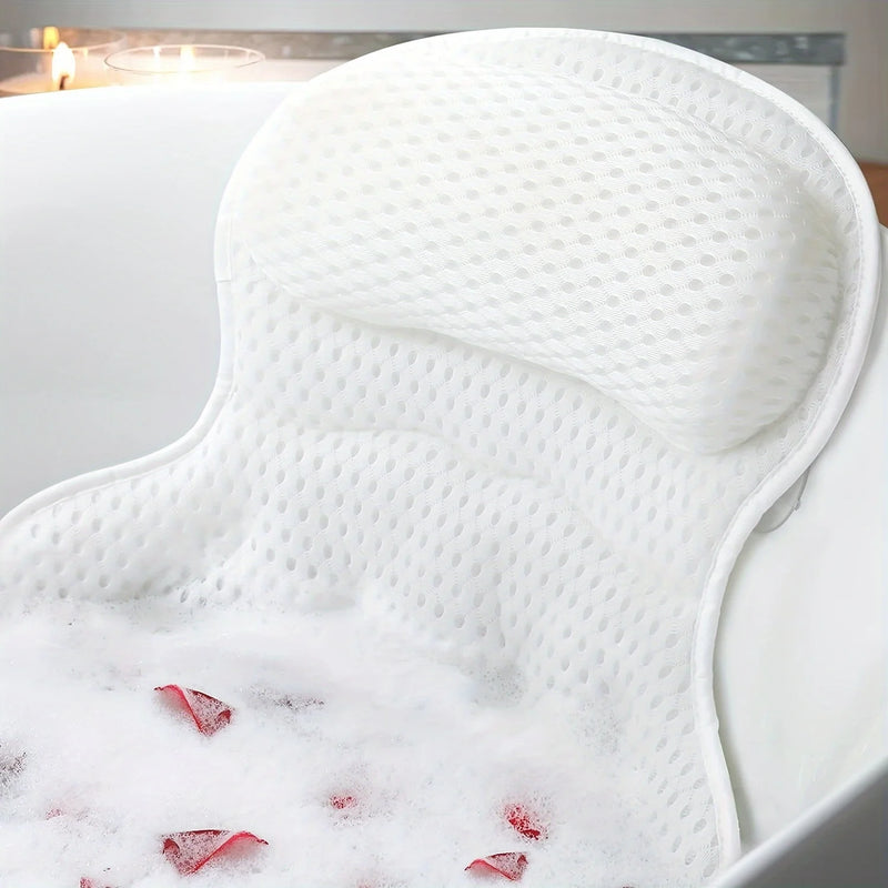 🛁 Danoz BathroomSmart | Luxury Bath Pillow | 3D Air Mesh | Secure Suction Cups | Neck & Back Support | Hypoallergenic | Machine Washable | White & Dark Grey ✨