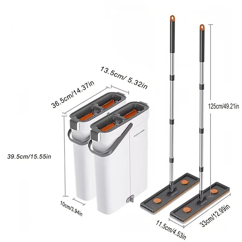 Danoz MopSmart - 33cm Hands Free Flat Mop With Bucket Set Wet dry Separation For Living Room Toilet Home Mops Floor Cleaning Tool