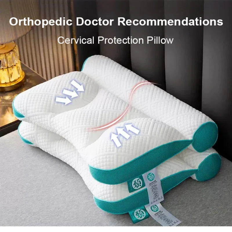 Ultimate comfort with Danoz Direct's Cervical Traction Care Pillow! Designed to alleviate neck pain and promote better sleep