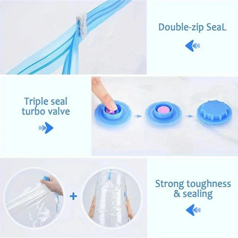 Danoz StoreSmart – Squish, Store & Save Space! 6-Piece Vacuum Compression Storage Bag Set with Hand Pump – Perfect for Clothes, Bedding, Quilts & Travel 🧳✨🏠
