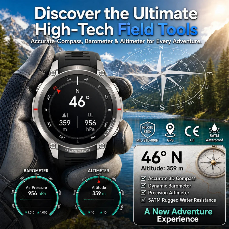 ⌚ Danoz WatchSmart | 2026 Military GPS Smartwatch | 1.43" AMOLED | Offline Map | 5ATM | 170+ Sports | Bluetooth Call | 500mAh | Men & Women