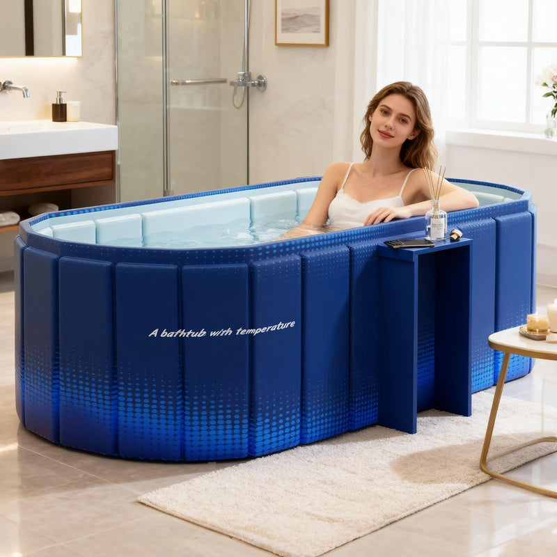 🛁 Danoz BathroomSmart | Portable Foldable Bathtub | Ice Bath & Hot SPA | Collapsible Adult Bath Tub | Yellow & Blue | S & M Sizes