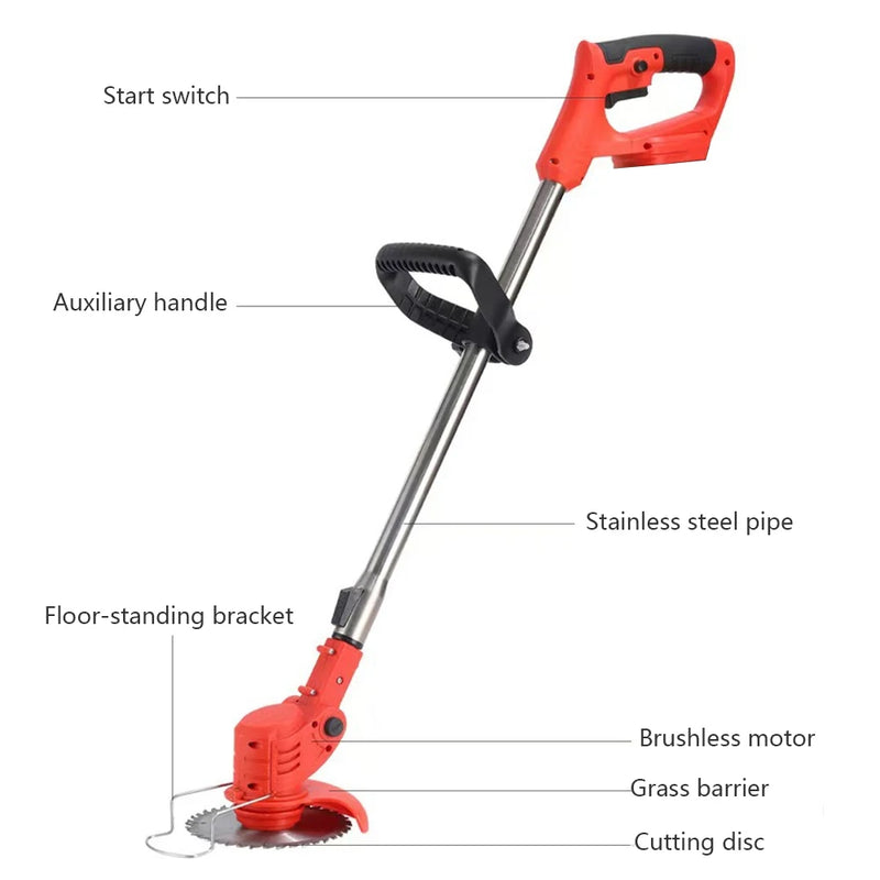 🌿 Danoz Tools GardenSmart | Cordless Handheld Electric Grass Trimmer | Adjustable Telescopic Handle | Makita 21V Compatible | Lawn & Garden Tool | Red, Green, Blue