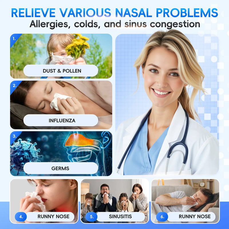 Danoz HealthSmart – Breathe Easy & Feel Amazing! USB Rechargeable Nasal Rinse Irrigation System + 30 Salt Packets for Sinus Relief, Comfort & Clear Airways Every Day 🌬️✨
