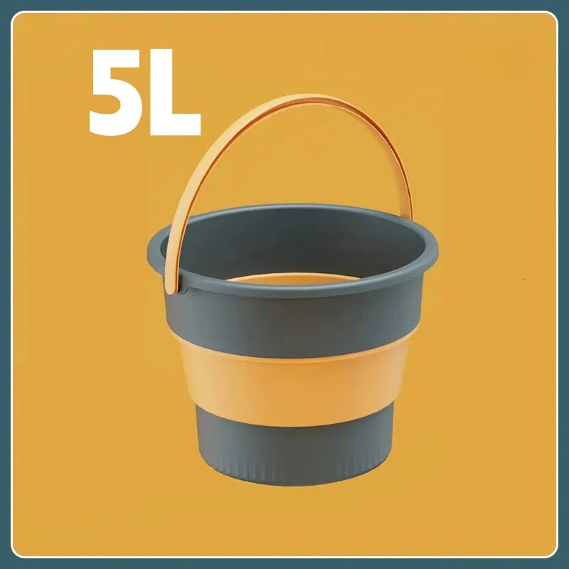 Danoz HomeSmart - 5/10/17L Folding Portable Bucket with Cover Car Wash Fishing Bathroom Silicone Bucket Outdoor Camping Household Supplies
