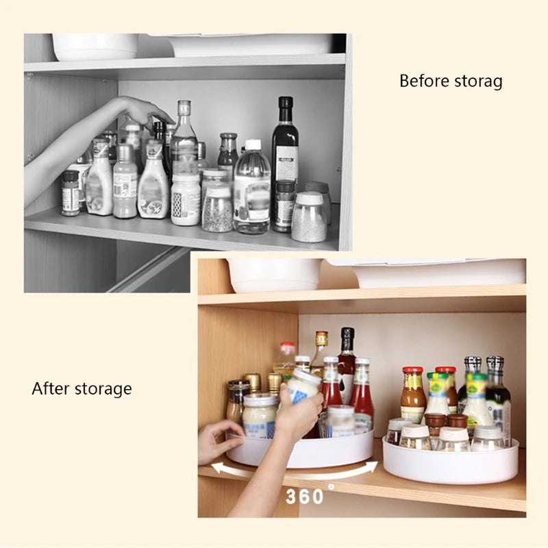 Efficiently organize your cabinets with Danoz Direct's Rotate360! This rotating Lazy Susan organizer is for Kitchens, Bathrooms etc.