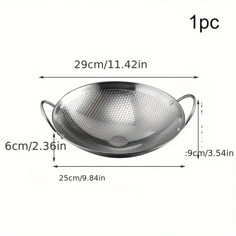 Danoz CookSmart - Non-Stick Honeycomb Skillet 29cm Stainless Steel with Handles Scratch-Resistant for Cooking Pasta Steak Porridge Ramen